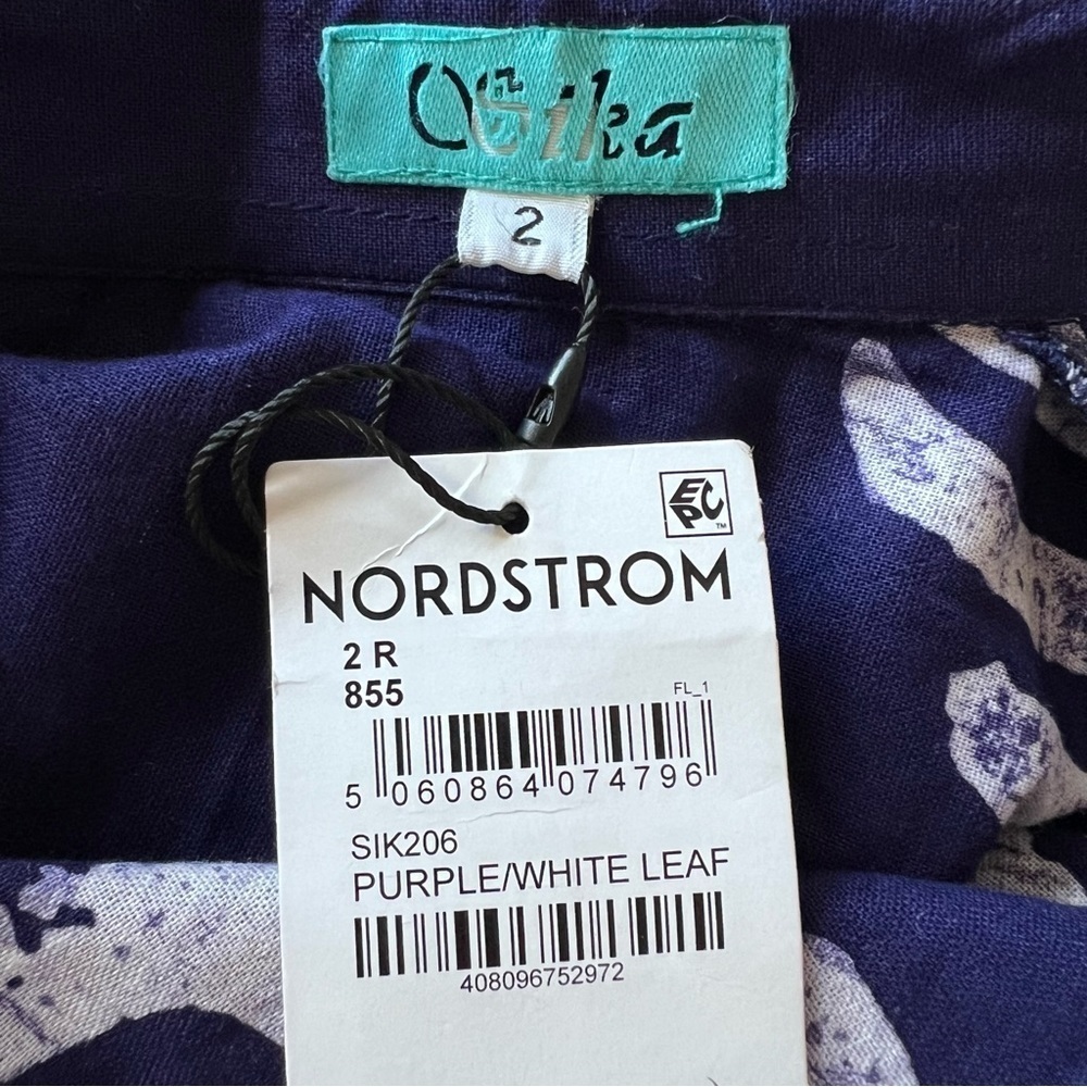 New! Sika Purple Leaf Print Cotton Maxi Shirt Dress 17509 - Picture 8 of 11